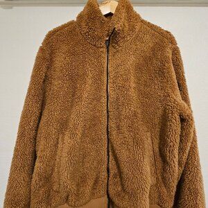 Free Country Fuzzy Full Zip Fleece Jacket Women's Size XL Brown Sherpa
